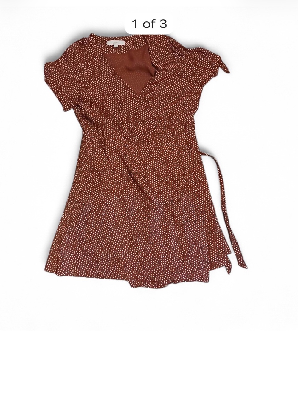 LOFT Rust Polka Dot Wrap Mini Dress/Skort